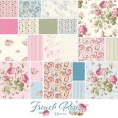 French Roses Beautiful Roses in Soft Pastel Colors Clothworks 10 Squares 42pcs Image 1