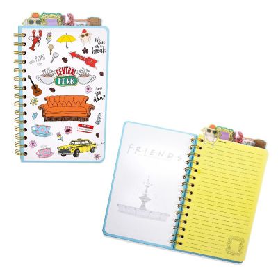 Friends Doodle Icons Collage 5-Tab Spiral Notebook Journal Image 1