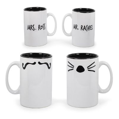 Friends Mr. Rachel Whiskers and Mrs. Ross Moustache Double-Sided Mugs  Set of 2 Image 1