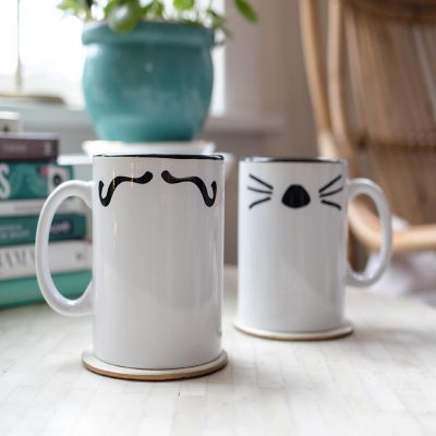 Friends Mr. Rachel Whiskers and Mrs. Ross Moustache Double-Sided Mugs  Set of 2 Image 3