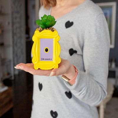 Friends Peephole Frame 3-Inch Ceramic Mini Planter with Artificial Succulent Image 3