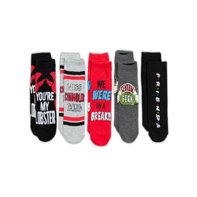 Friends TV Series Themed Quotes Novelty Ankle Socks for Men & Women - 5 Pairs Image 2