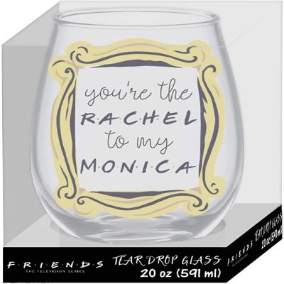 Friends "You're The Rachel To My Monica" Stemless Wine Glass  Holds 20 Ounces Image 1