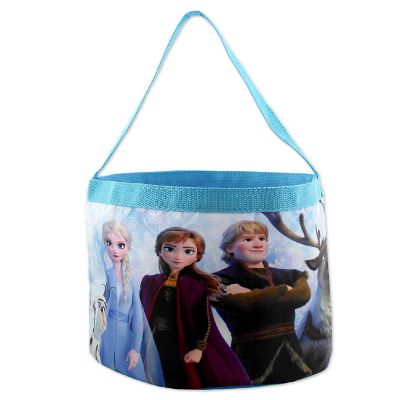 Frozen 2 Elsa Anna Girls Collapsible Nylon Gift Basket Bucket Toy Storage Tote Bag (One Size, Blue/Purple) Image 1