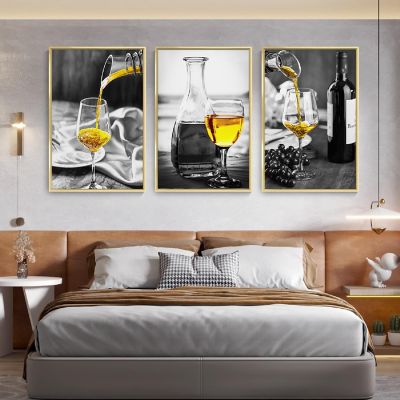 Full House 3 Panels Framed Canvas Wall ArtOil Paintings - Elegant Wine Glass Canvas - Aesthetic Prints for Living Room Bedroom Office-12*16 Image 3