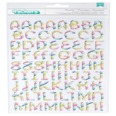Fun In The Sun Thickers Alpha Stickers 5.5"X11" 2/Pkg-Prismatic/Multi Stripe Chipboard Image 1