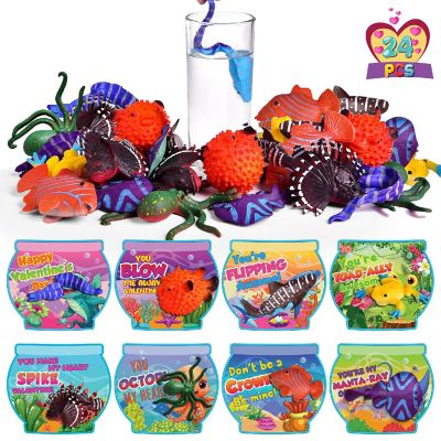 Fun Little Toys - 24PCS Valentine's Color-Changing Sea Animal Toys with Cards Image 1