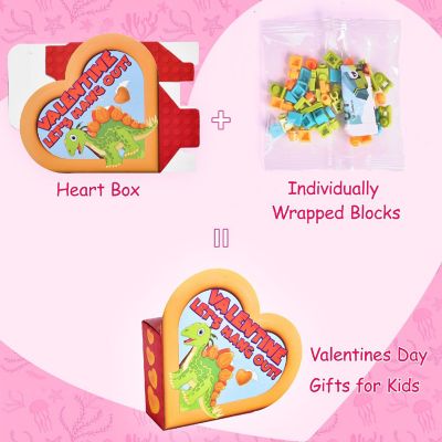 Fun Little Toys - 24PCS Valentine's Dinosaur Blocks with Heart Boxes Image 3