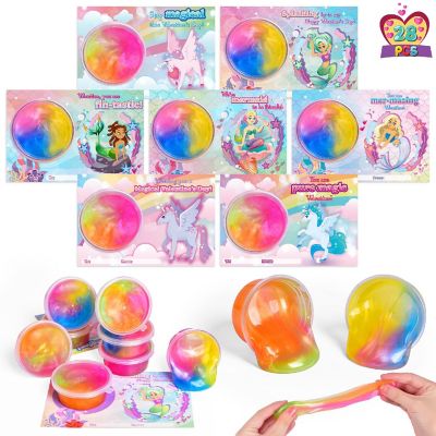 Fun Little Toys - 28PCS Valentine's Day Tri-Color Galaxy Slime & Card Set Image 1