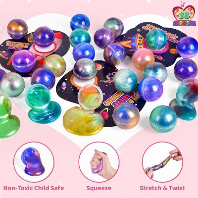 Fun Little Toys - 28PCS Valentine's Galaxy Slime Ball Fidget Toys & Cards Set Image 2