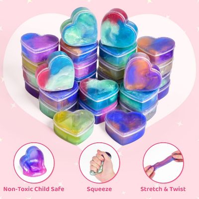 Fun Little Toys - 28PCS Valentine's Galaxy Slime Fidget Toys with Valentine Cards Image 2