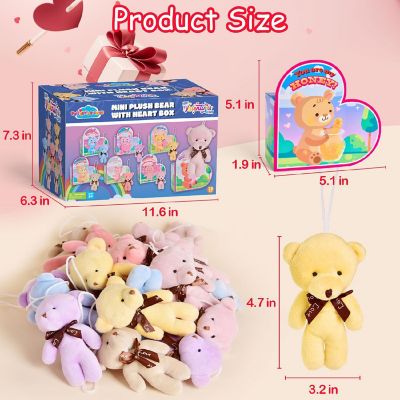 Fun Little Toys - 28PCS Valentine's Mini Keychain Bear Plushies & Heart Boxes Image 1