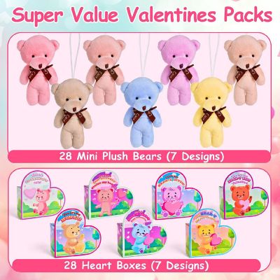 Fun Little Toys - 28PCS Valentine's Mini Keychain Bear Plushies & Heart Boxes Image 2