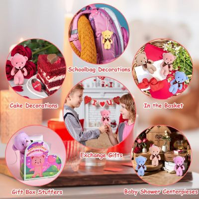 Fun Little Toys - 28PCS Valentine's Mini Keychain Bear Plushies & Heart Boxes Image 3