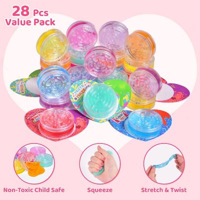 Fun Little Toys - 28PCS Valentine's Slime with Maze Box & Heart-Shaped Cards Image 2
