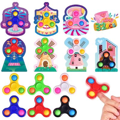 Fun Little Toys - 32PCS Valentine's Fidget Spinner Stress Relief Toys with Valentine Cards Image 1