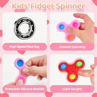 Fun Little Toys - 32PCS Valentine's Fidget Spinner Stress Relief Toys with Valentine Cards Image 2