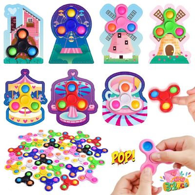 Fun Little Toys - 32PCS Valentine's Fidget Spinner Stress Relief Toys with Valentine Cards Image 3