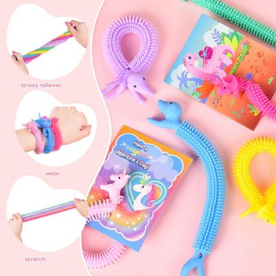 Fun Little Toys - 36PCS Valentine's Stretchy String Fidget Toys & Cards Set Image 3