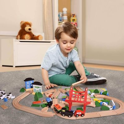 Fun Little Toys - Deluxe Wooden Train Set Image 1