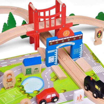 Fun Little Toys - Deluxe Wooden Train Set Image 2