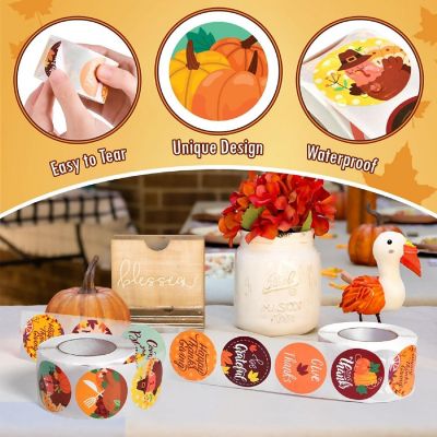 Fun Little Toys - Thanksgiving Sticker Roll Collection 1000 Pcs Image 3