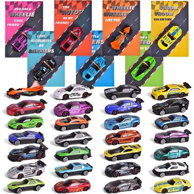 Fun Little Toys- Valentines Day Gifts Cards with Racing Car Toys 28 Pcs Image 1