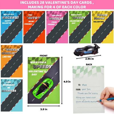 Fun Little Toys- Valentines Day Gifts Cards with Racing Car Toys 28 Pcs Image 2