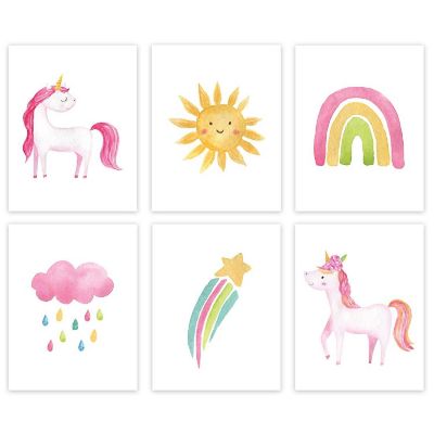 Fun Unicorn Rainbow Sun 6Pack 8.5x11in Image 1