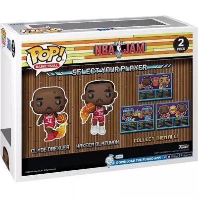 Funko Pop! NBA JAM: Rockets - Clyde Drexler and Hakeem Olajuwon 2-Pack Image 2
