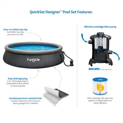 Funsicle: Quickset Designer Pool - 13Ft Above Ground Inflatable Pool Set