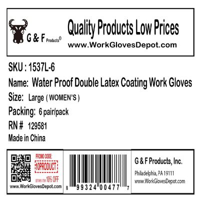 G & F Products Women's Double Microfoam Latex Coated Gloves, 6 Pairs Image 2