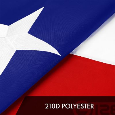 G128 10x15ft 1PK Texas Embroidered 210D Polyester Flag Image 3