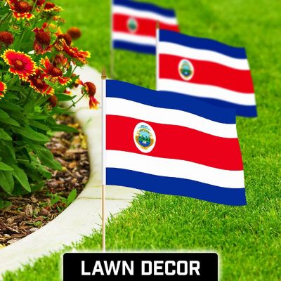 G128 12x18in 12PK Costa Rica Printed 150D Polyester Handheld Stick Flag Image 2