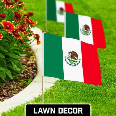 G128 12x18in 12PK Mexico Printed 150D Polyester Handheld Stick Flag Image 2