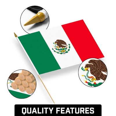 G128 12x18in 12PK Mexico Printed 150D Polyester Handheld Stick Flag Image 3