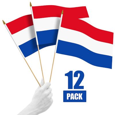 G128 12x18in 12PK Netherlands Printed 150D Polyester Handheld Stick Flag Image 1