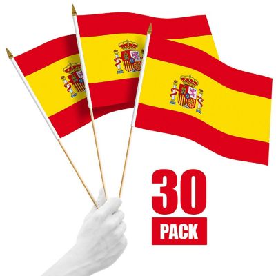 G128 12x18in 30PK Spain Printed 150D Polyester Handheld Stick Flag Image 1