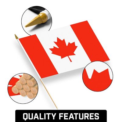 G128 12x18in 50PK Canada Printed 150D Polyester Handheld Stick Flag Image 3