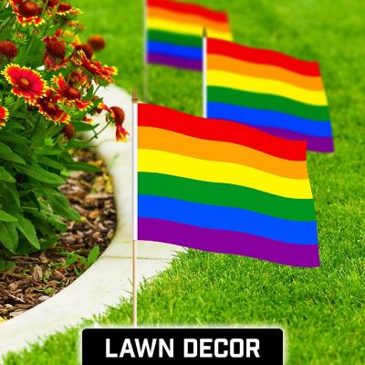 G128 12x18IN 50PK LGBT Rainbow Pride Printed 150D Polyester Handheld Stick Flag Image 2