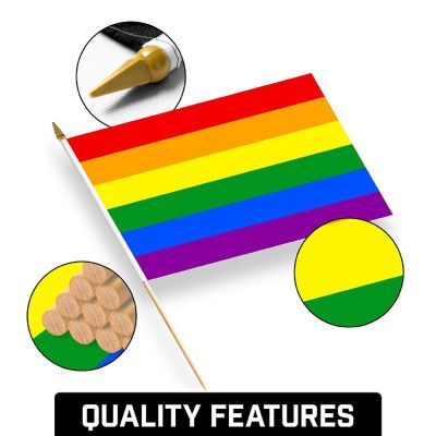 G128 12x18IN 50PK LGBT Rainbow Pride Printed 150D Polyester Handheld Stick Flag Image 3