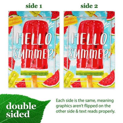 G128 12x18IN Hello Summer Watermelon Popsicle Blockout Garden Flag Image 2