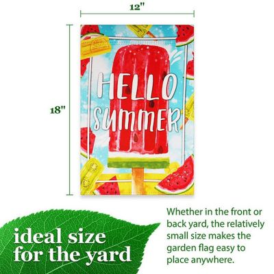 G128 12x18IN Hello Summer Watermelon Popsicle Blockout Garden Flag Image 3