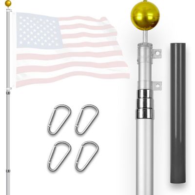 G128 16ft 1PK Silver Telescoping Aluminum Flag Pole Image 1