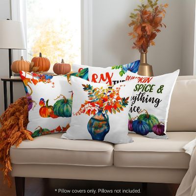 G128 18 x 18 In Fall Pumpkin Oil Painting Style Waterproof Pillow Covers, Set of 4 Image 1