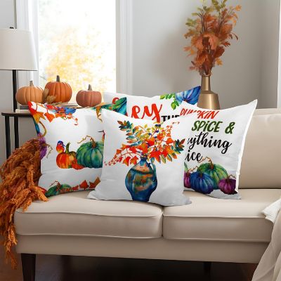 G128 18 x 18 In Fall Pumpkin Oil Painting Style Waterproof Pillow, Set of 4 Image 1