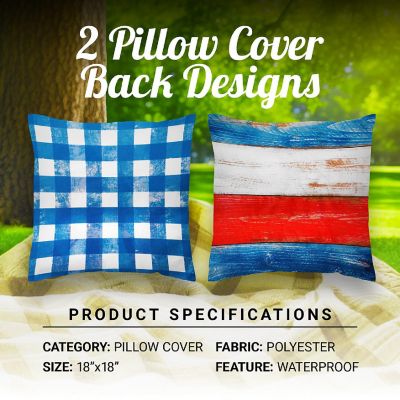G128 18 x 18 In Patriotic Gnome & Fireworks Waterproof Pillow, Set of 4 Image 3