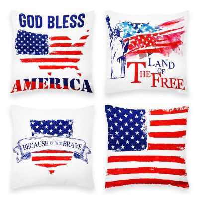 G128 18 x 18 In Patriotic Land of Free Waterproof Throw Pillow Covers, Set of 4 Image 1