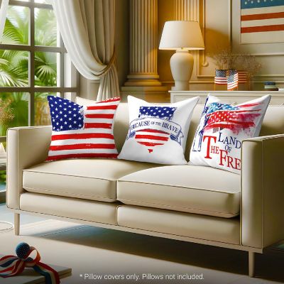 G128 18 x 18 In Patriotic Land of Free Waterproof Throw Pillow Covers, Set of 4 Image 1