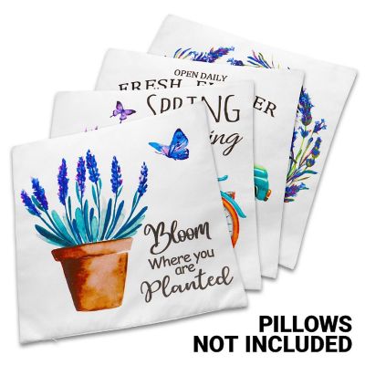G128 18 x 18 In Spring Farmhouse Flowers Bloom Waterproof Pillow Covers, Set of 4 Image 2